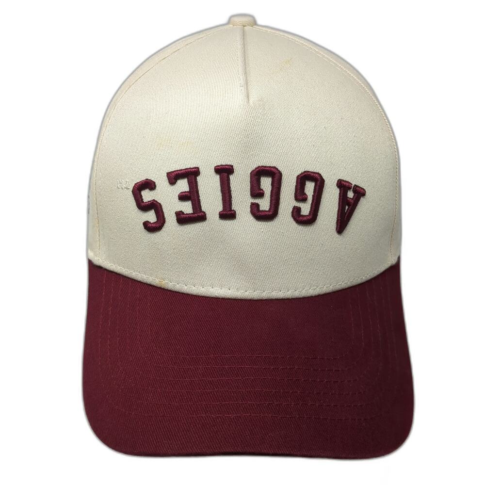 Texas A&M Aggies NCAA No Rivals 5 Panel Beige Red One Size Snapback Hat ATM